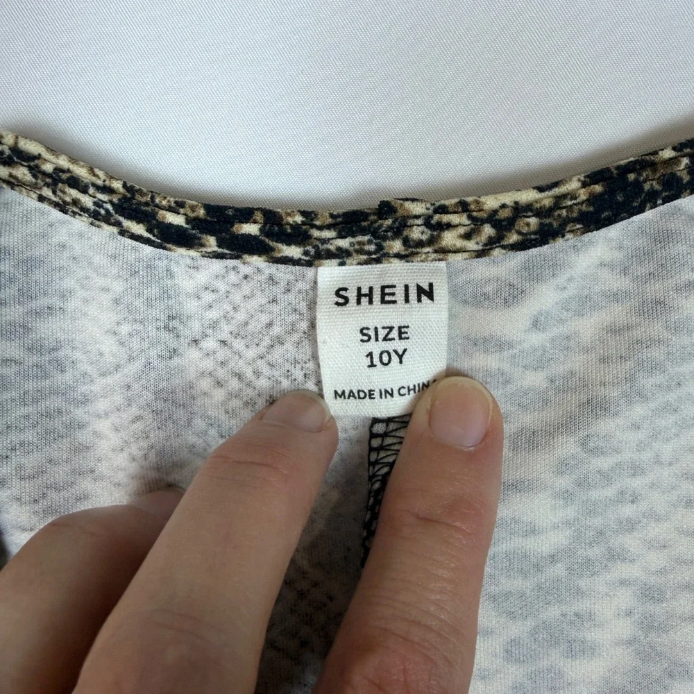 SHEIN Jacket‎ Kids 10Y Brown Snakeskin Print Open Front Longline Lightweight